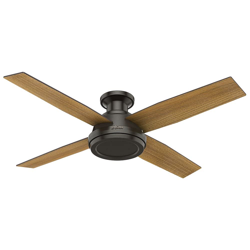 Hunter Fan 52 inch Low Profile Modern Ceiling Fan with Remote Control, Noble Bronze (Renewed)
