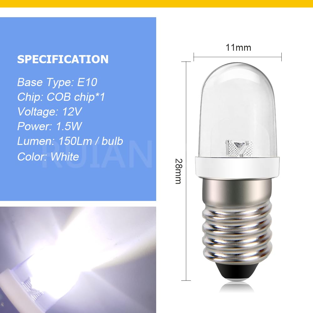 Ruiandsion E10 LED Bulb 120V AC Screw Base LED Replacement Bulb Upgrade for Candles Lights Home Bedroom Office Decor Lights,White (Pack of 4)