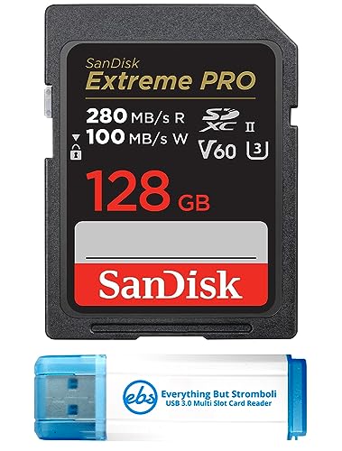 SanDisk 128GB SD Extreme Pro UHS-II Memory Card Works with Nikon Z8 Nikon Z6 II, Nikon Z9 Mirrorless Camera (SDSDXEP-128G-GN4IN) Bundle with 1