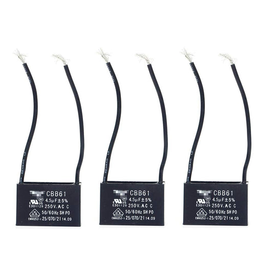 GAOHOU 3 PCS 2 Wire Ceiling Fan Capacitor CBB61 4.5uf 250V AC 50/60 Hz Power Relay