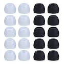 Blacell 20 Pcs Medium Silicone Earbud Cap Tip Cover Replacement - 10 Black, 10 Clear Title