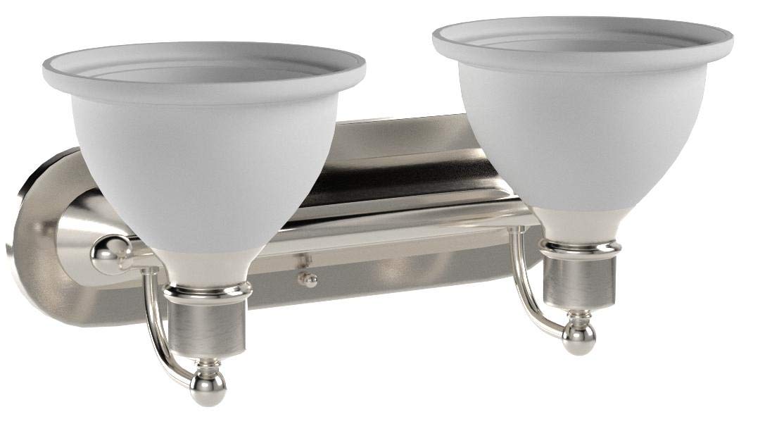 Progress Lighting P3162-09 2-Light Wall Bracket with White Etched Glass, Brushed Nickel