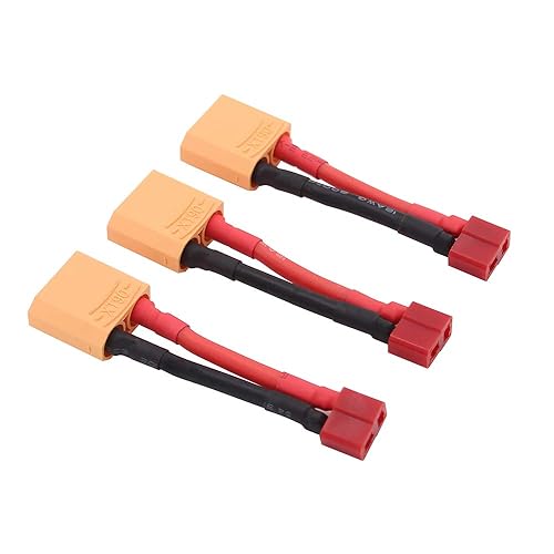 OliYin 3pcs XT90 Male to T Plug Female Connector Converter Adaptor with 12awg 1.96inch Cable(Pack of 3)