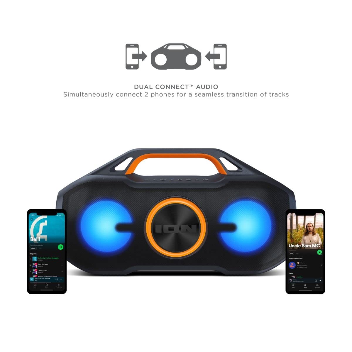 ION AquaSport Max Waterproof 60W Portable Bluetooth Party Speaker with Lights, Battery, Built-in Microphone, Radio and AUX Input (Renewed)