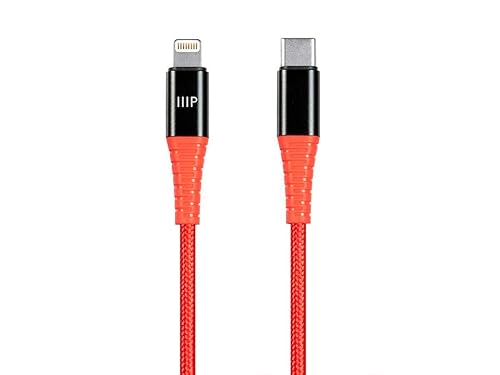Monoprice Durable Apple MFi Certified USB?C to Lightning Cable - Fast Charging, Flexible, Kevlar-Reinforced Nylon-Braided Jacket, iPhone 13, Pro, Pro…