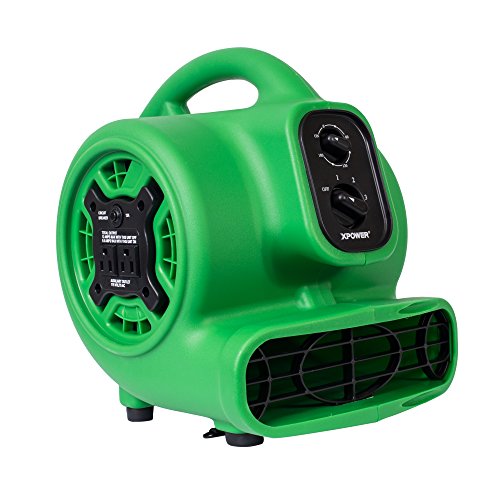 XPOWER P-230AT Mini Mighty 1/4 HP 925 CFM Centrifugal Air Mover, Carpet Dryer, Floor Fan, Blower, Stackable, Daisy Chain, for Water Damage