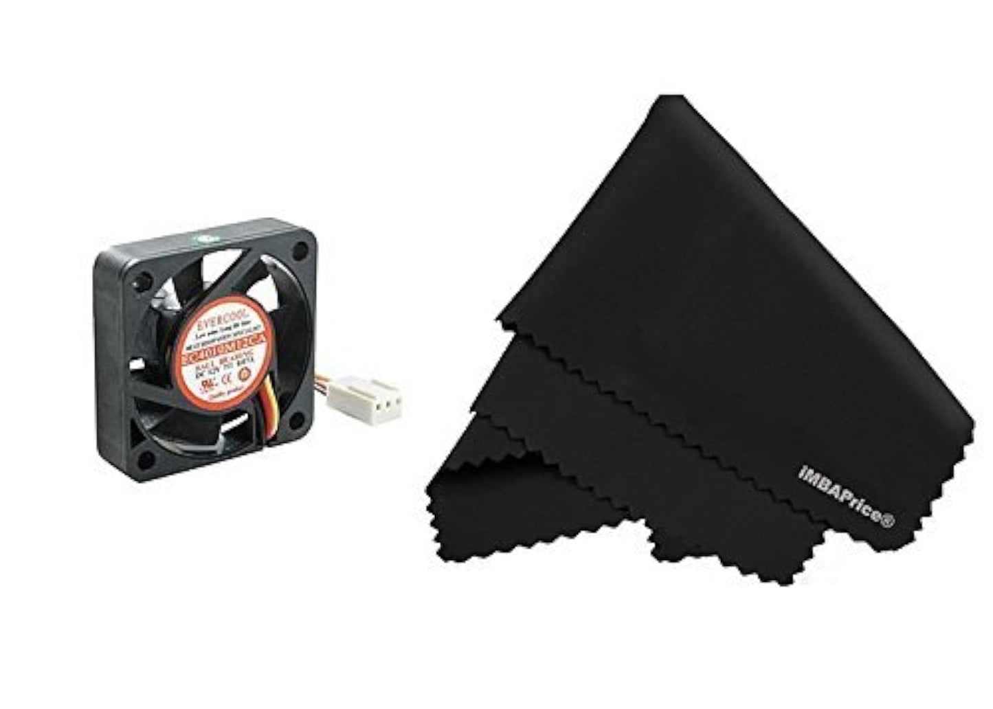 EverCool EC4010M12CA Case Fan, 40x40x10mm 3-pin + 7"x6" Microfiber Cleaning Cloth