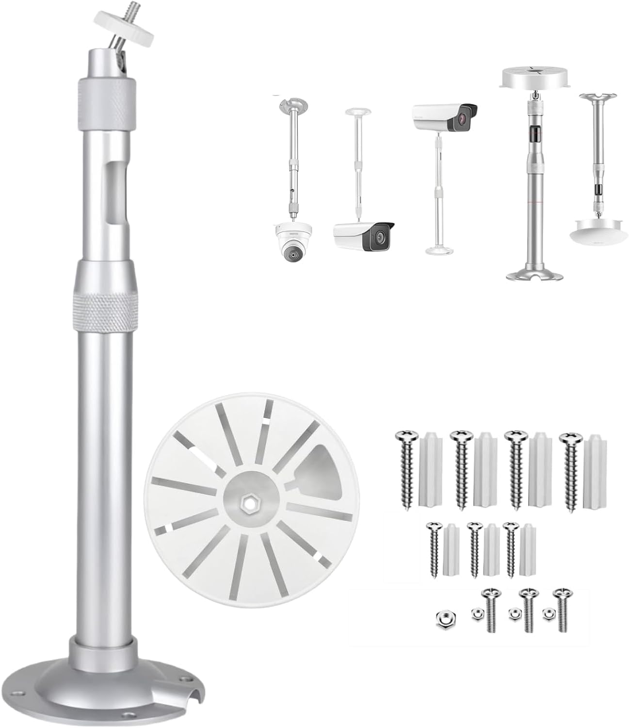 SamIdea 11.8-23.6" Adjustable Ceiling Mount for Large Dome Cameras - 150mm Large Base Plate for TP-Link/H3C/Huawei, Heavy-Duty AP Extension Pole