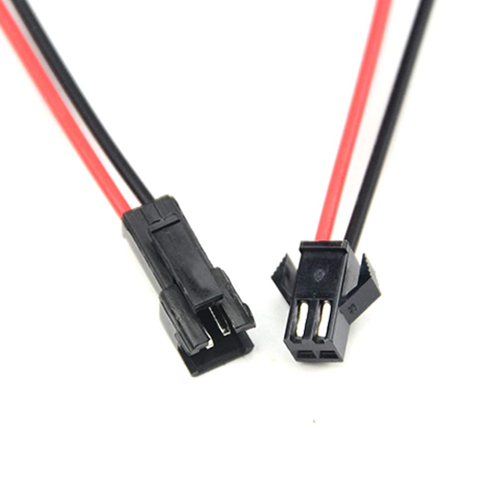 XINGYHENG 100PCS 50Pair JST SM 2PIN 24AWG Female and Male Connection Plug with Red Black Terminal Connector Wire Cable for LED Light Strip 5.9’’
