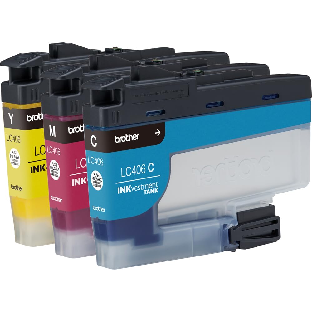 Brother Genuine LC406 3-Pack Color Standard Yield Ink Cartridges (Cyan, Magenta, Yellow) Bundle with Deco Essentials Printer eBook for MFC-J4335DW