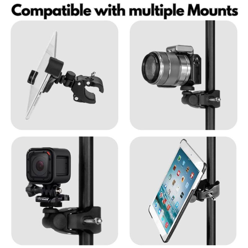 GRIFITI Nootle Quick Release Pipe Clamp 1/4 20 Thread Camera & Nootle Mount for Tripod Music Microphone Pole Stands Any Pipe Bar 1.5 in Handlebar
