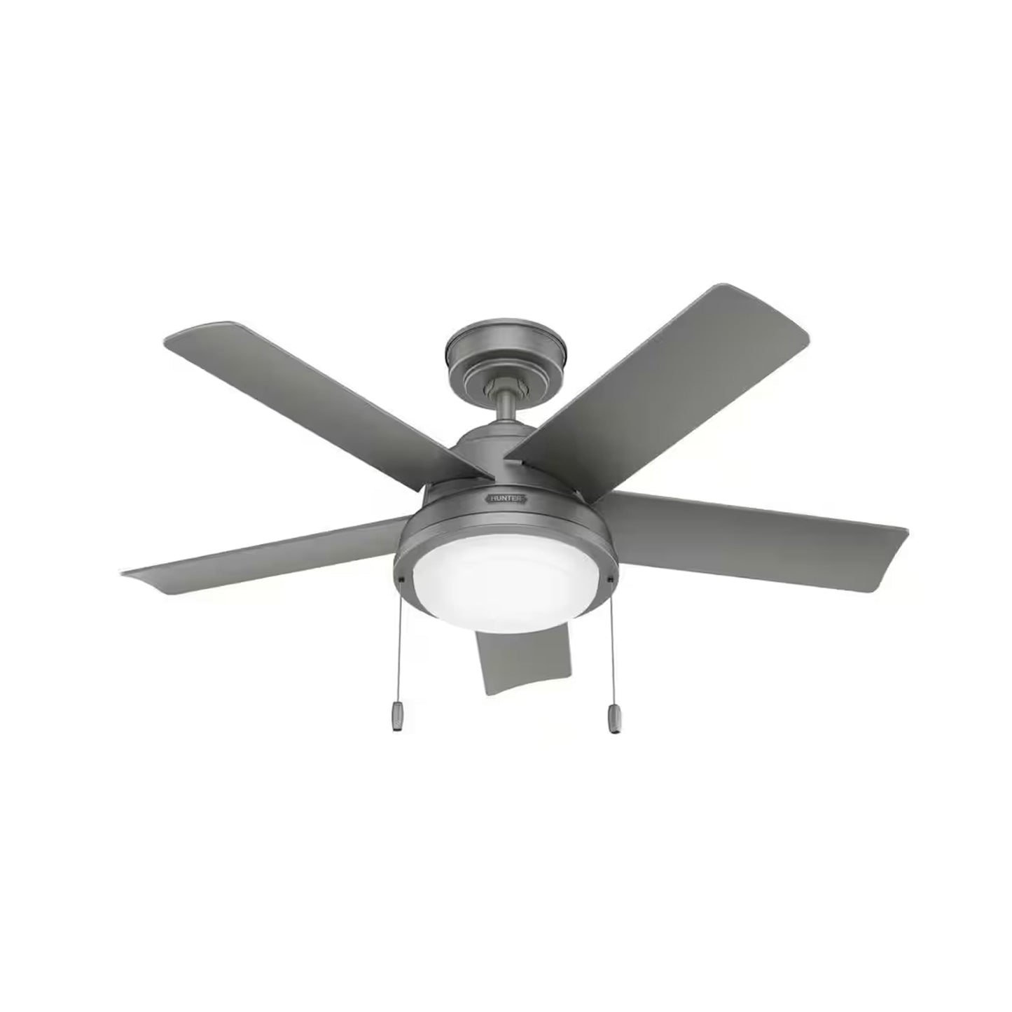 Hunter Fan 44 inch Matte Silver Indoor/Outdoor Ceiling Fan with Lights and Pull Chains for Living Room, Bedroom, Farmhouse, Porch, Kitchen (Renewed)