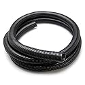 3/4" Inch Wide 10' FT Cable Wrap Flex Tube Split Wire Corrugated Black Organizer Audio Video, Home Office Computer Data Component Cord Tubing, Spiral