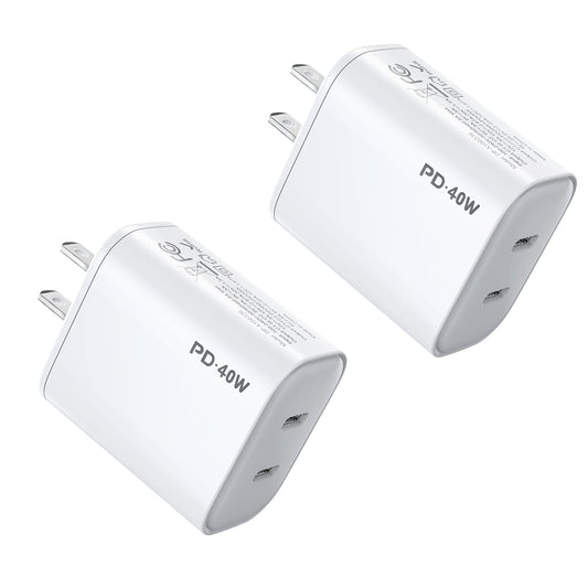 USB C Charger Block, 40W Dual Port Plug Wall Charger Type C Fast Charging for iPhone 16/15 and More Series, Galaxy, Pixel, Compatible with MagSafe