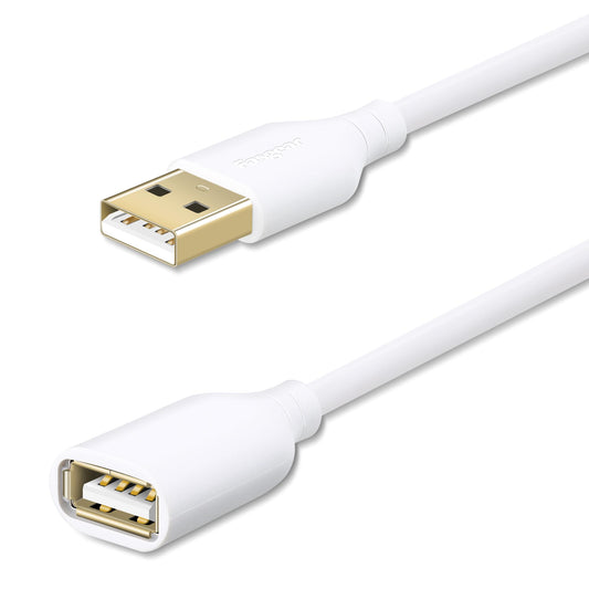 Fasgear USB 2.0 Extension Cable: 6ft USB 2.0 Type A Male to Female Extension Cord Data Transfer Extender with Gold-Plated Connector for USB Flash