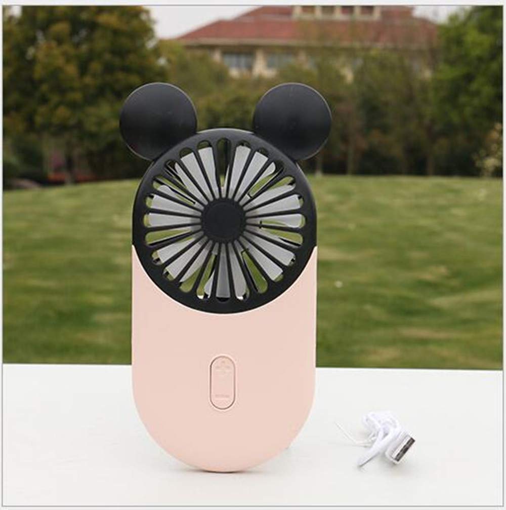 DECVO Cute Personal Mini Fan, Handheld & Portable USB Rechargeable Fan with Beautiful LED Light, 3 Adjustable Speeds, Portable Holder, for Indoor Or