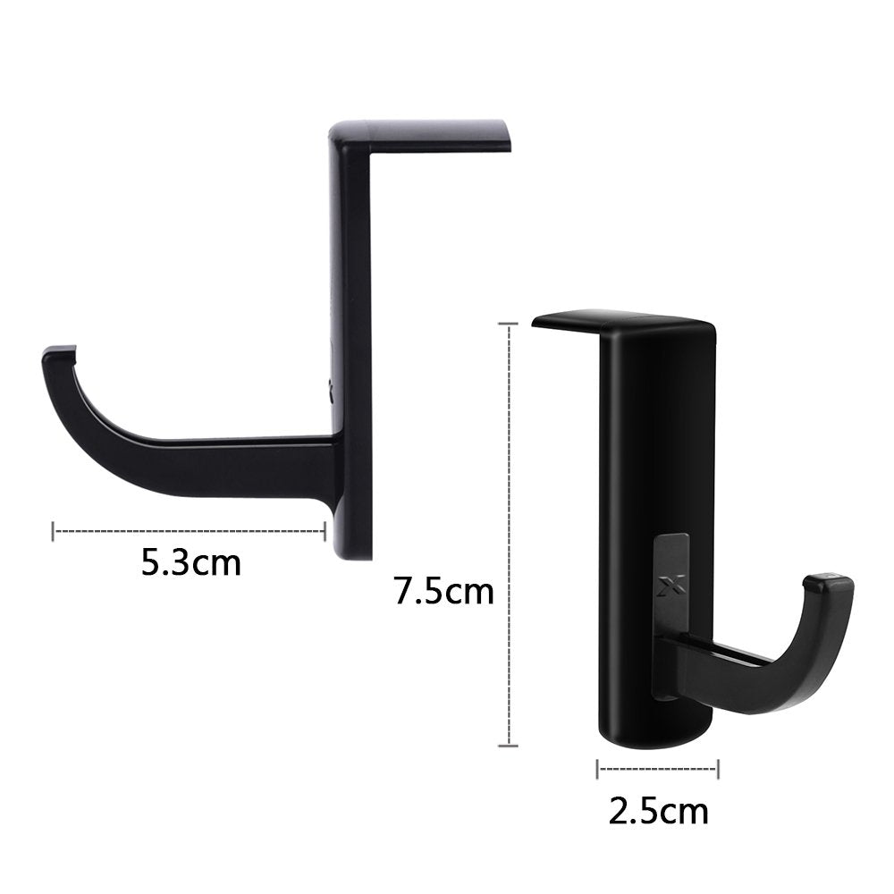 Mudder 4 Pack Monitor Hooks Headphone Headset Hanger Monitor Stand Holder Headset Stick-on Hook, Black