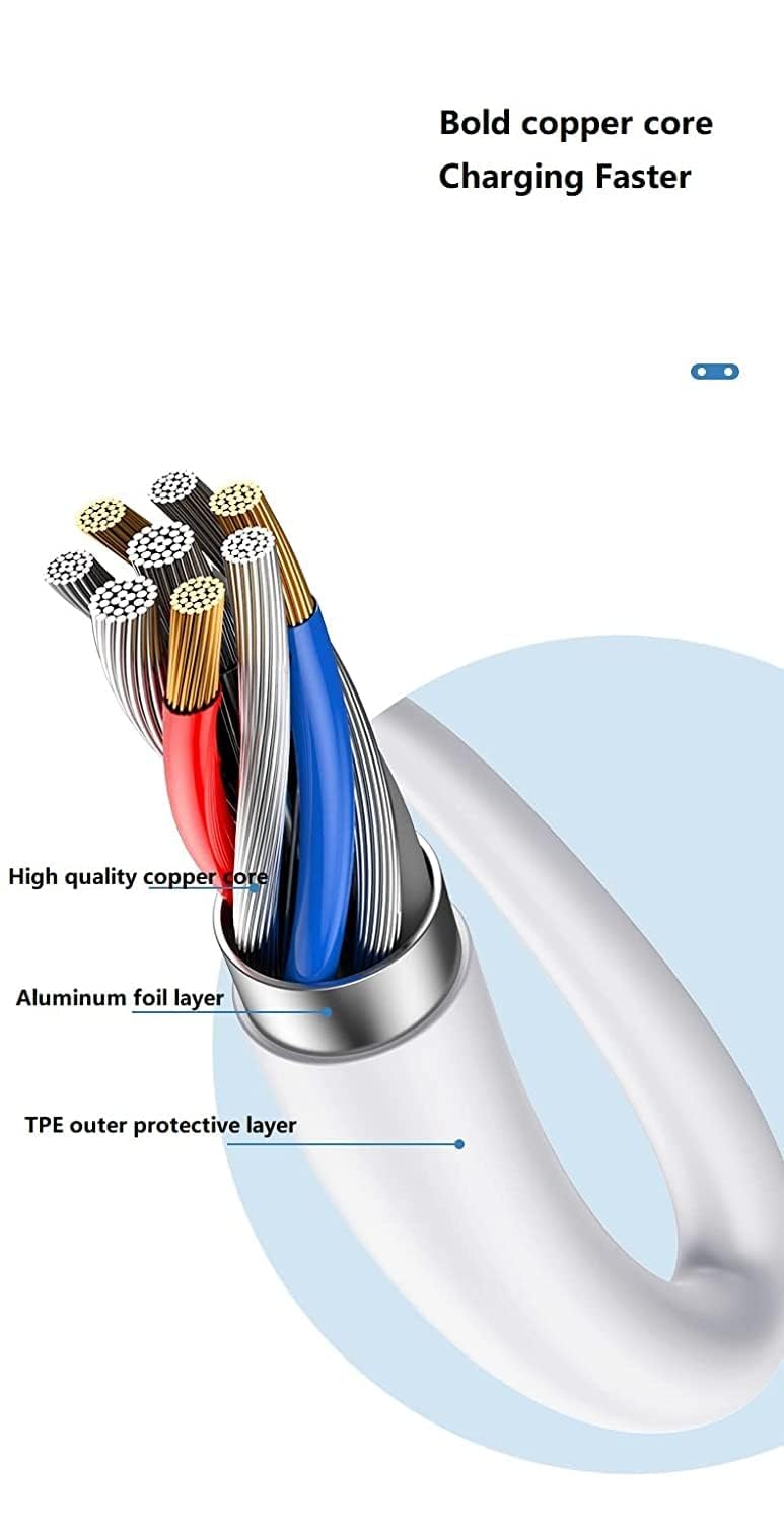 ToneFusion DC Charging Cable USB 16mm Charger Cord Replacement (White) - 3.3ft Cord Fast Charging for Rechargeable Adult Toys Vibrators