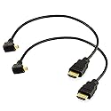 Seadream Angled Micro HDMI to HDMI Cable 2Pack 1Foot 90 Degree Down Angle Micro HDMI Male to HDMI Male Cable Connector (2Pack Down Angled)
