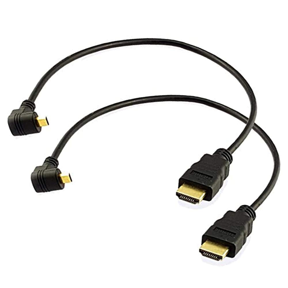 Seadream Angled Micro HDMI to HDMI Cable 2Pack 1Foot 90 Degree Down Angle Micro HDMI Male to HDMI Male Cable Connector (2Pack Down Angled)