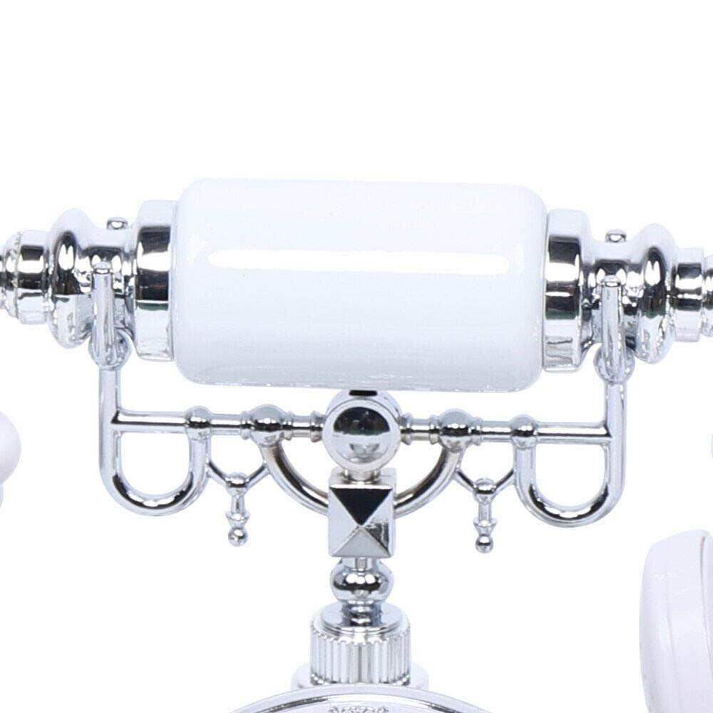Vintage Rotary Phone, White Home Desk European Style Dial Telephone Handset Landline Phone Caller ID Check