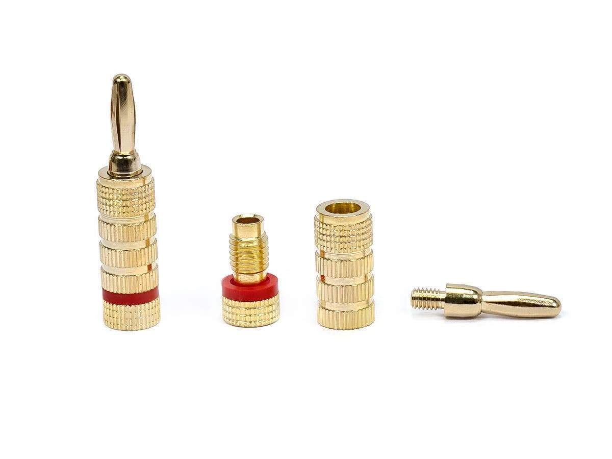 Monoprice Gold Plated Speaker Banana Plugs - 5 Pairs - Closed Screw Type, For Speaker Wire, Home Theater, Wall Plates And More