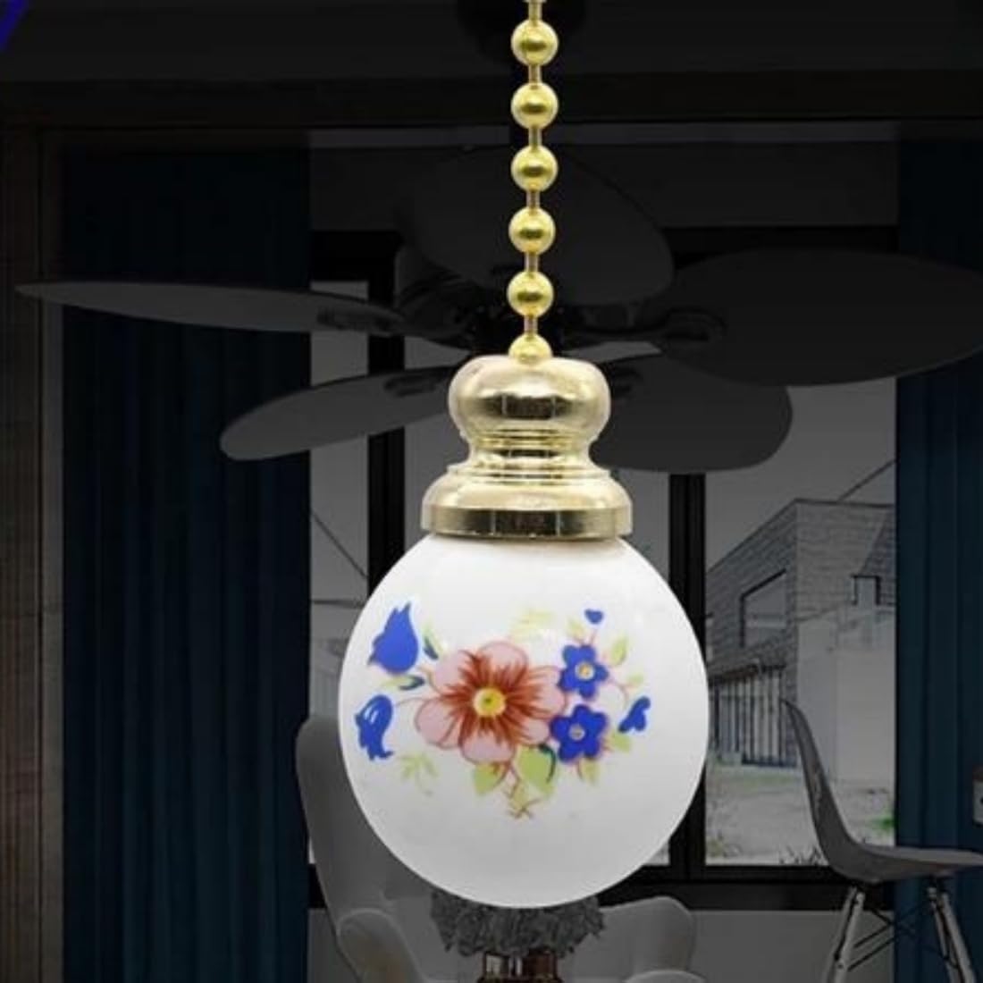LuoQiuFa Ceiling Fan Pull Chain, 12 Inches Handle Ceramic Zipper Extension Chandelier Ceiling Fan Zipper 2pcs