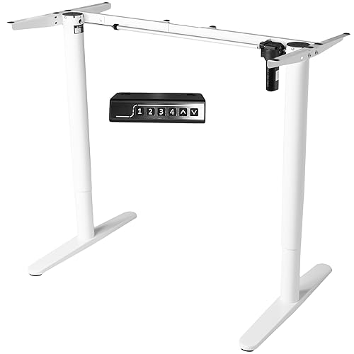 VIVO Electric Single Motor Standing Desk Frame for 41 to 74 in Table Tops, Memory Height Adjustment, Frame Only, White, DESK-E151EW