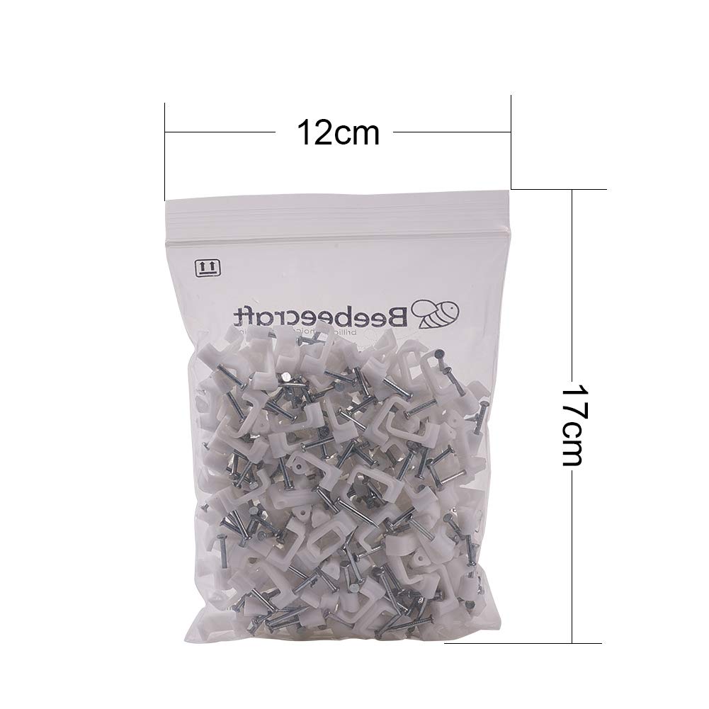 INCREWAY 200Pcs 12mm Flat Cable Wire Clips Cable Staples Cord Holder Wire Management, White