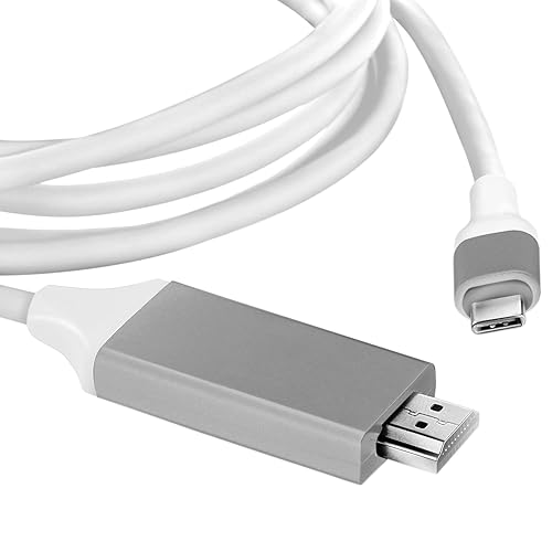 Works by VOLT PLUS TECH USB-C/PD 4k HDMI Cable Compatible with Samsung Galaxy Tab S7 FE with Full 2160p@30Hz, 6Ft/2M Cable [White, Thunderbolt 3