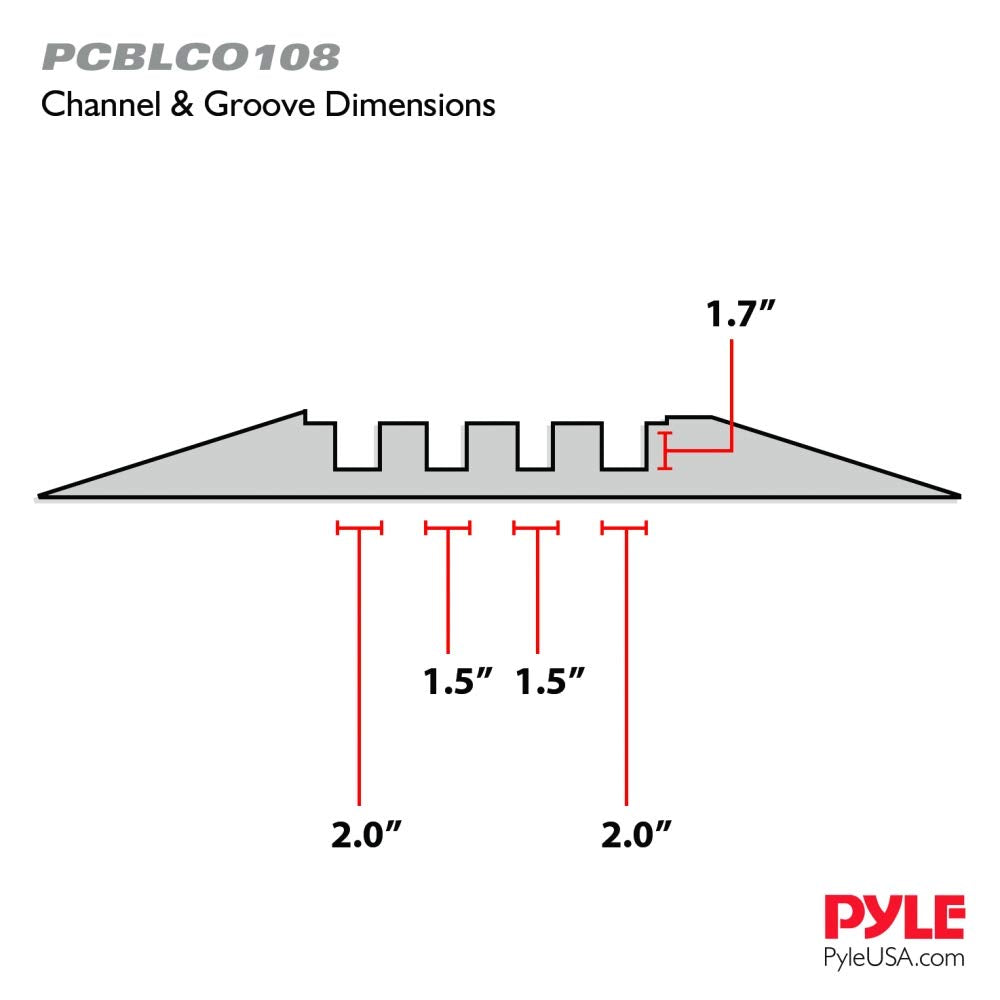 Pyle Hose & Cable Protection Ramp - Extra Heavy Duty Four Channel Extra Large Opening for Water Hose Car Truck Pedestrian Ramp Supports 55000 Lbs