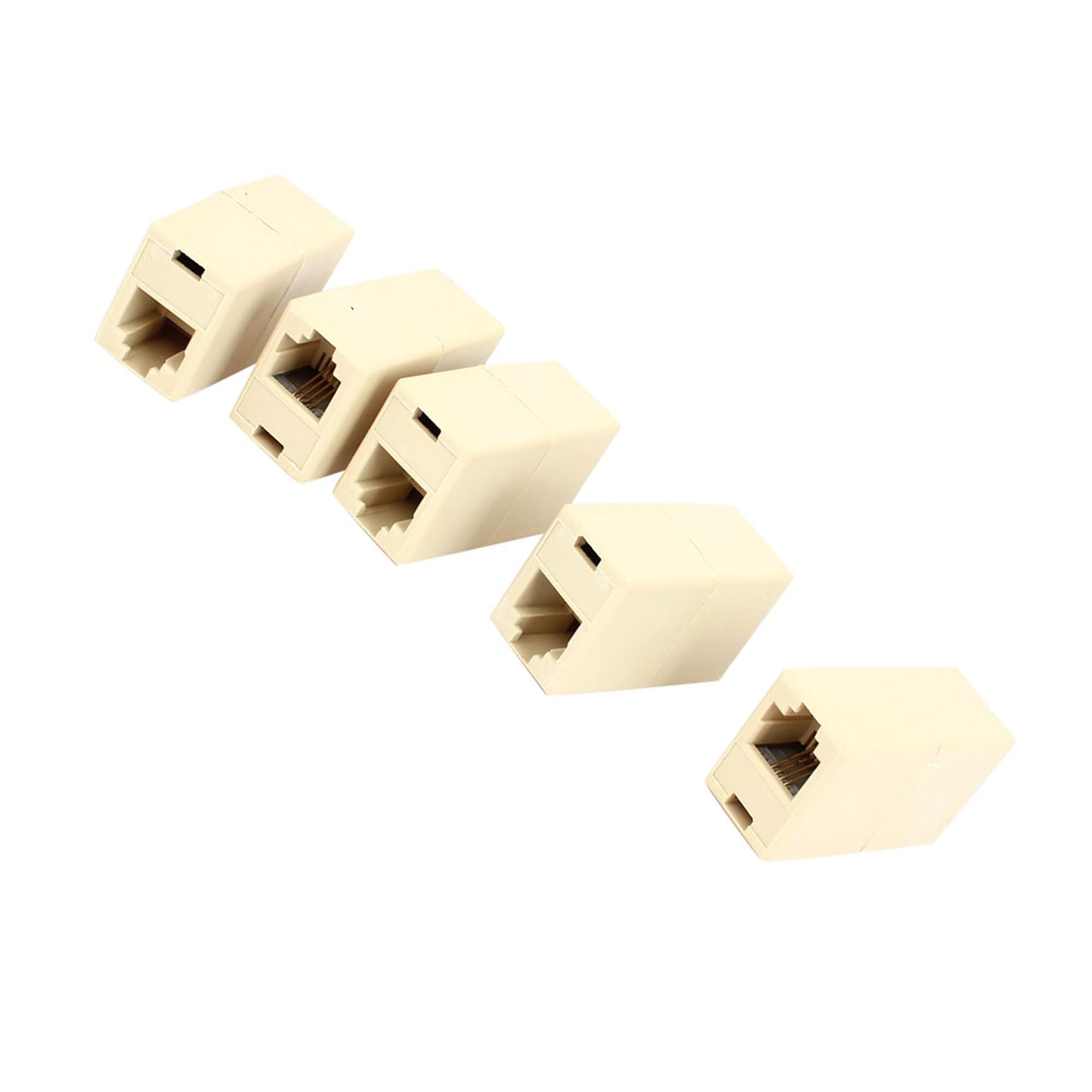 uxcell 5 Pcs Beige Plastic RJ11 6P4C F/F Telephone Cable Inline Connector