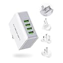 LENCENT Multiple USB Wall Charger, [22W/4.4A] 4 Port USB Travel Power Adapter, All in One Worldwide Cell Phone Charger With UK US EU European
