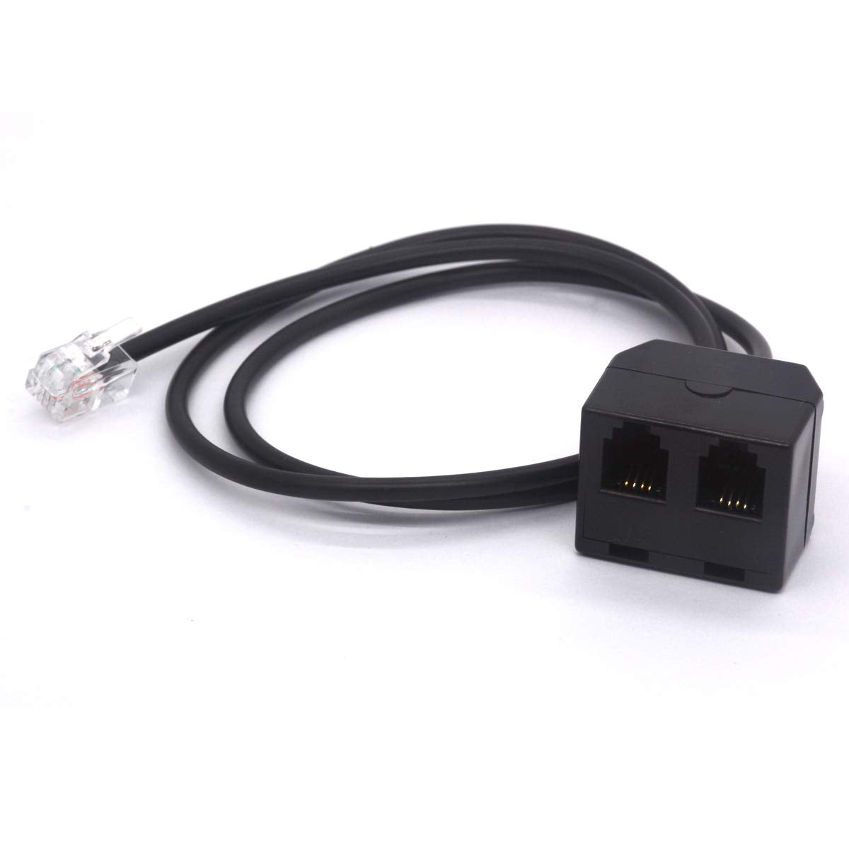 PIIHUSW RJ9 Headset Splitter 4P4C Male to 2 RJ9 Female for Plantronics, Jabra, Hot Desking Office Phones (40cm)