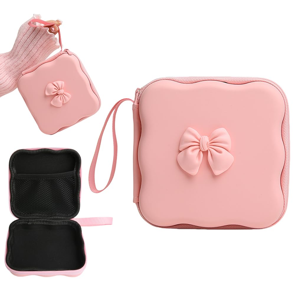 QLD COVER Charger Cover Storage Bag, Cute 3D Bow Tie Waves Design Charger Protector Travel Storage Case, Earphone Wire Saver Cable Cord Organizer