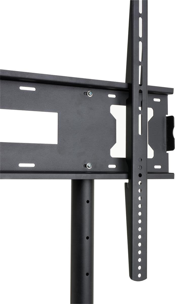 TV Stand with Wheels for 32" to 80" Flat Screen Monitors, Height Adjustable with 2 Shelves & Locking Wheels, Steel (Black)