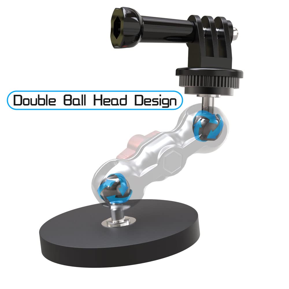 SUREWO Magnetic Camera Mount for GoPro,Strong Magnetic Mount with 360° Rotation Ball Head Compatible with GoPro Hero 13 12 11 10 9 8 7 6 5 Black,DJI