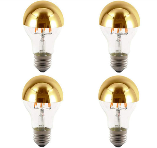 K JINGKELAI Half Chrome Light Bulb A60 6W(60W Equivalent) LED Filament Vintage Edison Bulb with Half Chrome Gold,for Home Lighting,Warm White 2700K,4