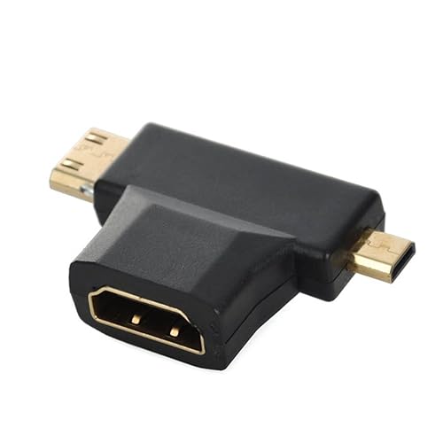 Cablecc Micro HDMI Male Mini HDMI Male to HDMI 1.4 Female 90 Degree 2 in 1 Combo Adapter