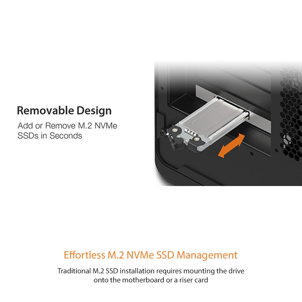 Removable PCIe 5.0 x4 to M.2 NVMe Gen5 SSD 128 Gbps Mobile Rack Enclosure / Adapter for PCIe x4/x8/x16 Expansion Slot - ExpressSlot Elite MB840M5P-B