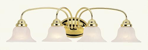 Livex Lighting 1534-02 Edgemont 4 Light Vanity Polished Brass with White Alabaster Glass