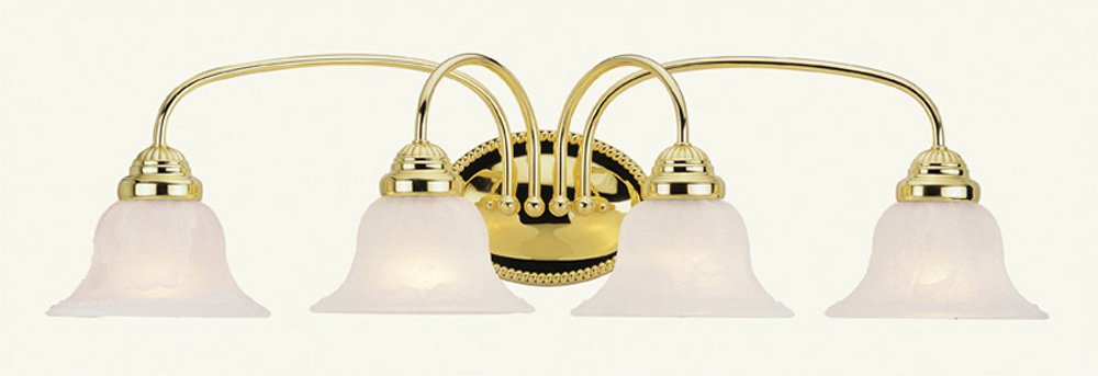 Livex Lighting 1534-02 Edgemont 4 Light Vanity Polished Brass with White Alabaster Glass