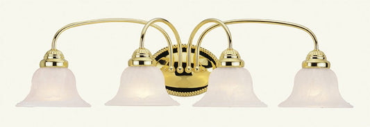 Livex Lighting 1534-02 Edgemont 4 Light Vanity Polished Brass with White Alabaster Glass