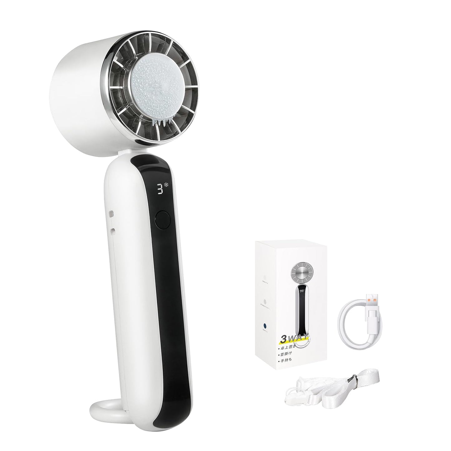 Handheld Mini Portable Fan,Handheld Fan with Ice Cooling,USB Rechargeable Portable Fan,Up to 13 Working Hours, Lightweight Personal Fan with 3 Speeds