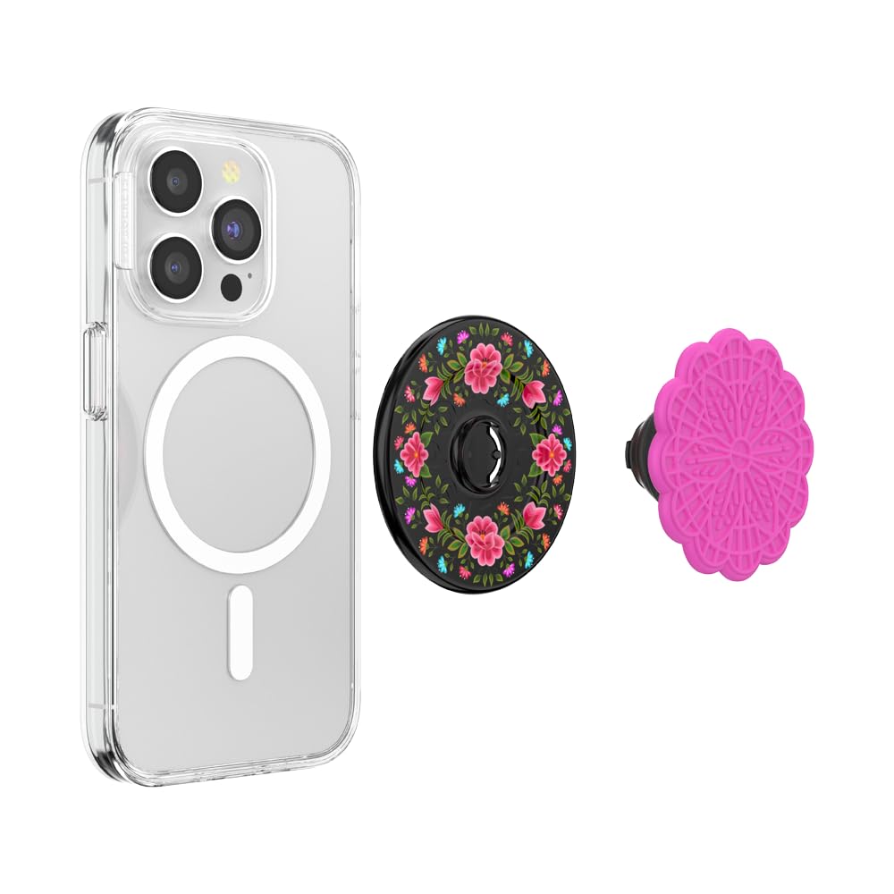 PopSockets Phone Grip for MagSafe, Magnetic Holder, Phone Stand, Hot Pink - Papel picado