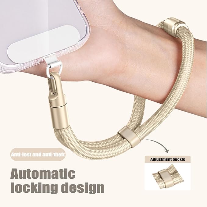 XHCLIUFB 3-in-1 Cell Phone Lanyard 1 Pack + Wrist Strap 1 Pack - Convertible Crossbody Strap with Locking Knob (1, Beige)