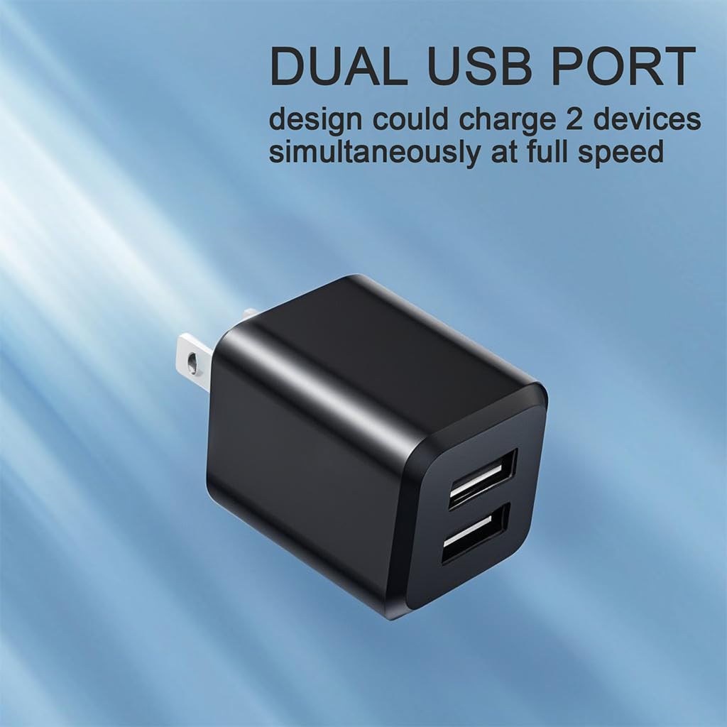 REKNA USB Wall Charger, Dual Port USB Cube Power Adapter Charger Plug Block Charging Box, Dual Port Wall Fast Charging Adapter, Compatible for i Phone