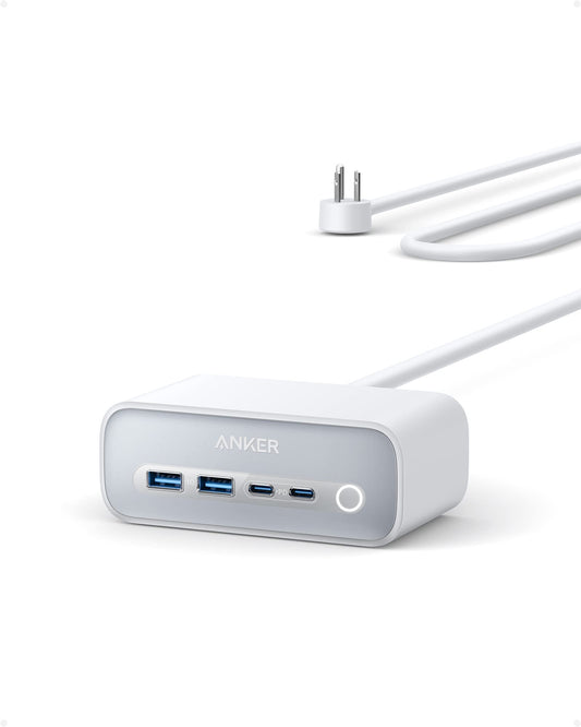 Anker 525 Charging Station, 7-in-1 USB C Power Strip for iphone13/14, 5ft Extension Cord with 3AC,2USB A,2USB C,Max 65W Power Delivery Desktop