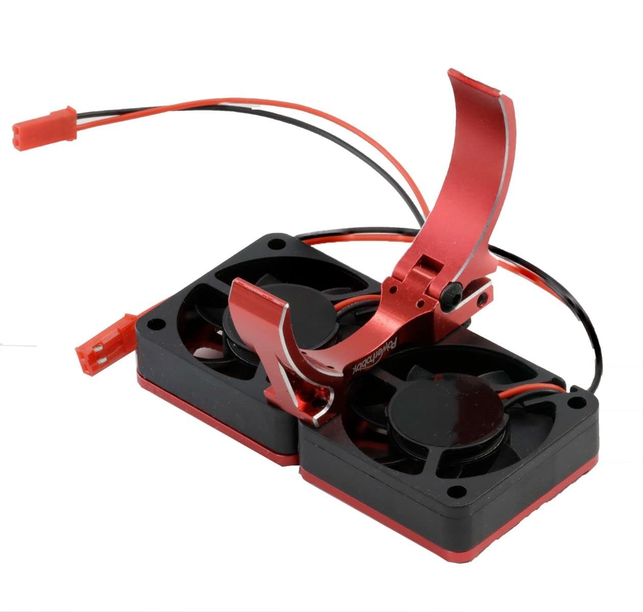 Power Hobbies Aluminum Heatsink 40mm 1/8 1/6 1/7 Dual High Speed Cooling Fans w/Cover (Red)