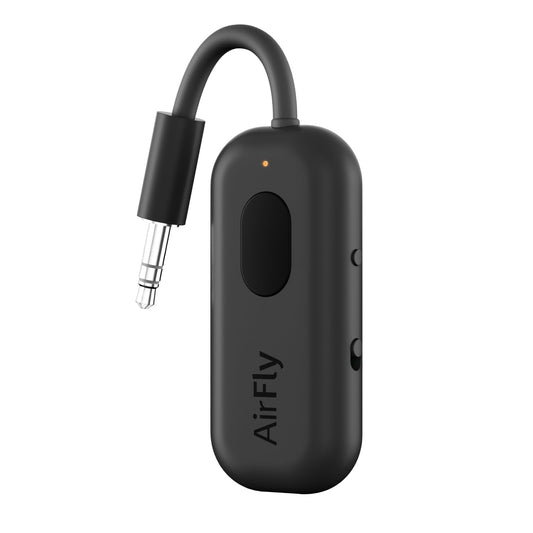 Twelve South AirFly Pro Bluetooth Wireless Audio Transmitter/Receiver for up to 2 AirPods/Wireless Headphones; Use with Any 3.5 mm Audio Jack, Black